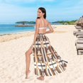 thumbnail image 6 of FORMRS Womens Beach Sarong Semi-Sheer Bikini Wrap Skirt Swimsuit Cover-ups, Beige Geometric, 6 of 7