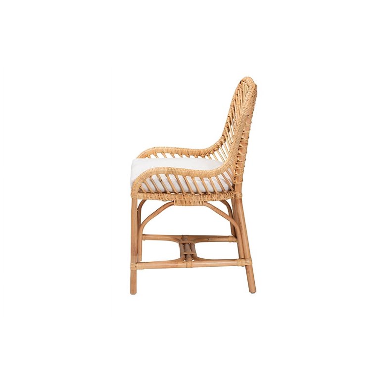 A & B Home Transitional Magy Natural Side Chair with Woven Rattan 48391