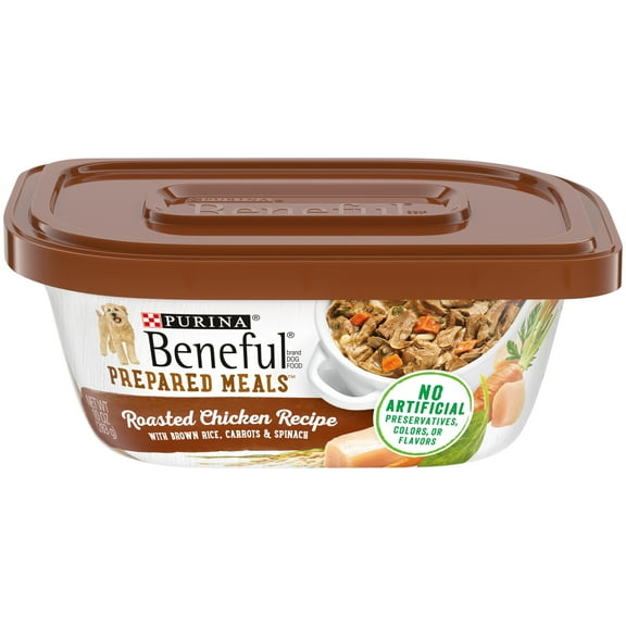 (3 pack) Purina Beneful Dog Food Freshly Prepared Meals Wet Dog Food Roasted Chicken Recipe With Brown Rice, Carrots and Spinach
