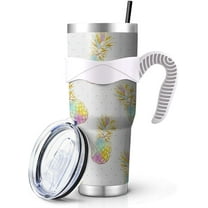 Pineapple Cup, Pineapple Gifts for Women Men, Pineapple Housewarming Gift, Pineapple Tumbler Cups Mug, Stainless Steel 40 Oz Tumbler with Handle and Straw, Hawaiian Pineapple Stuff Decor Merchandise