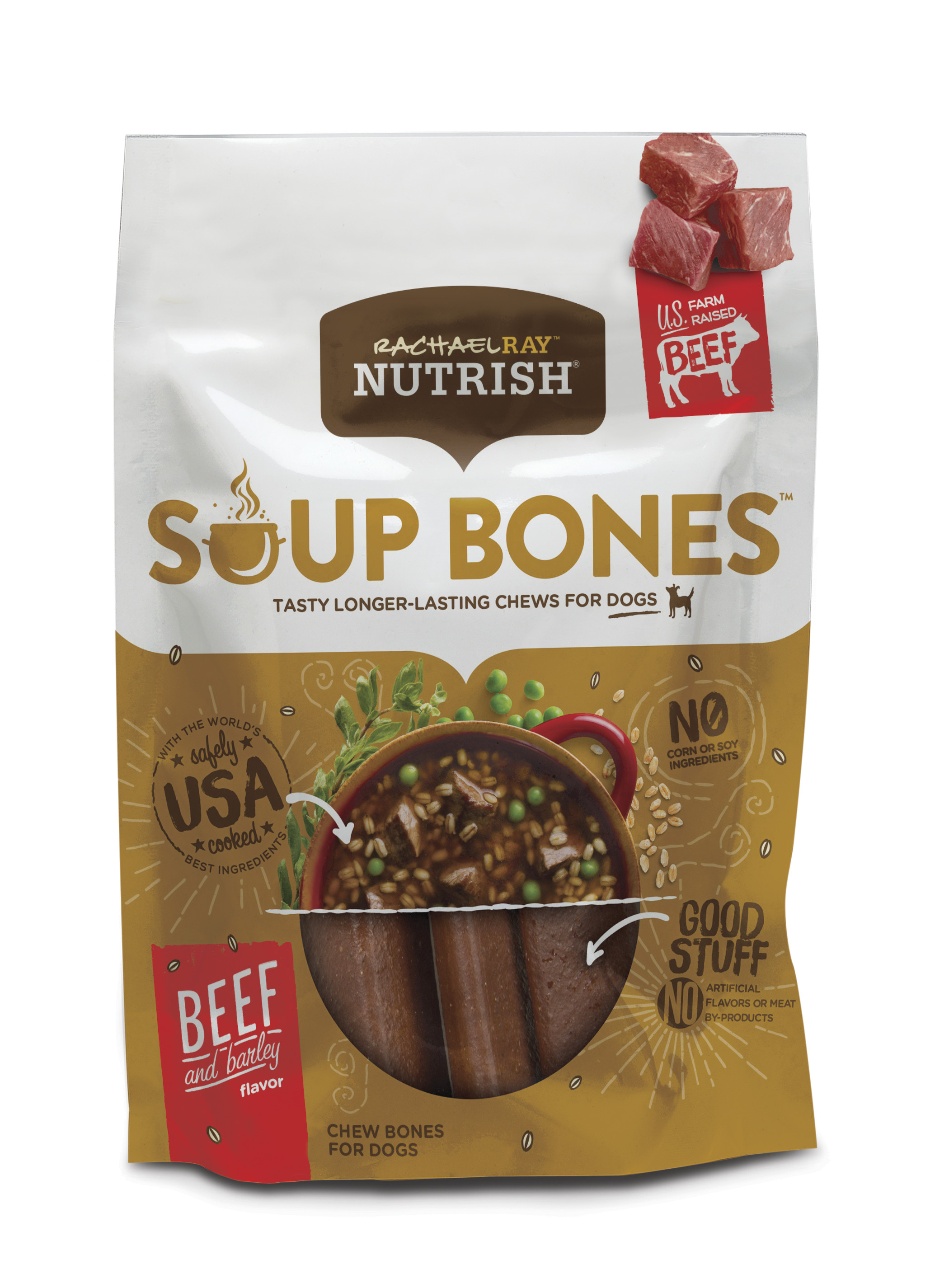 Rachael Ray Nutrish Soup Bones Dog Treats, Beef & Barley Flavor, 3 Count