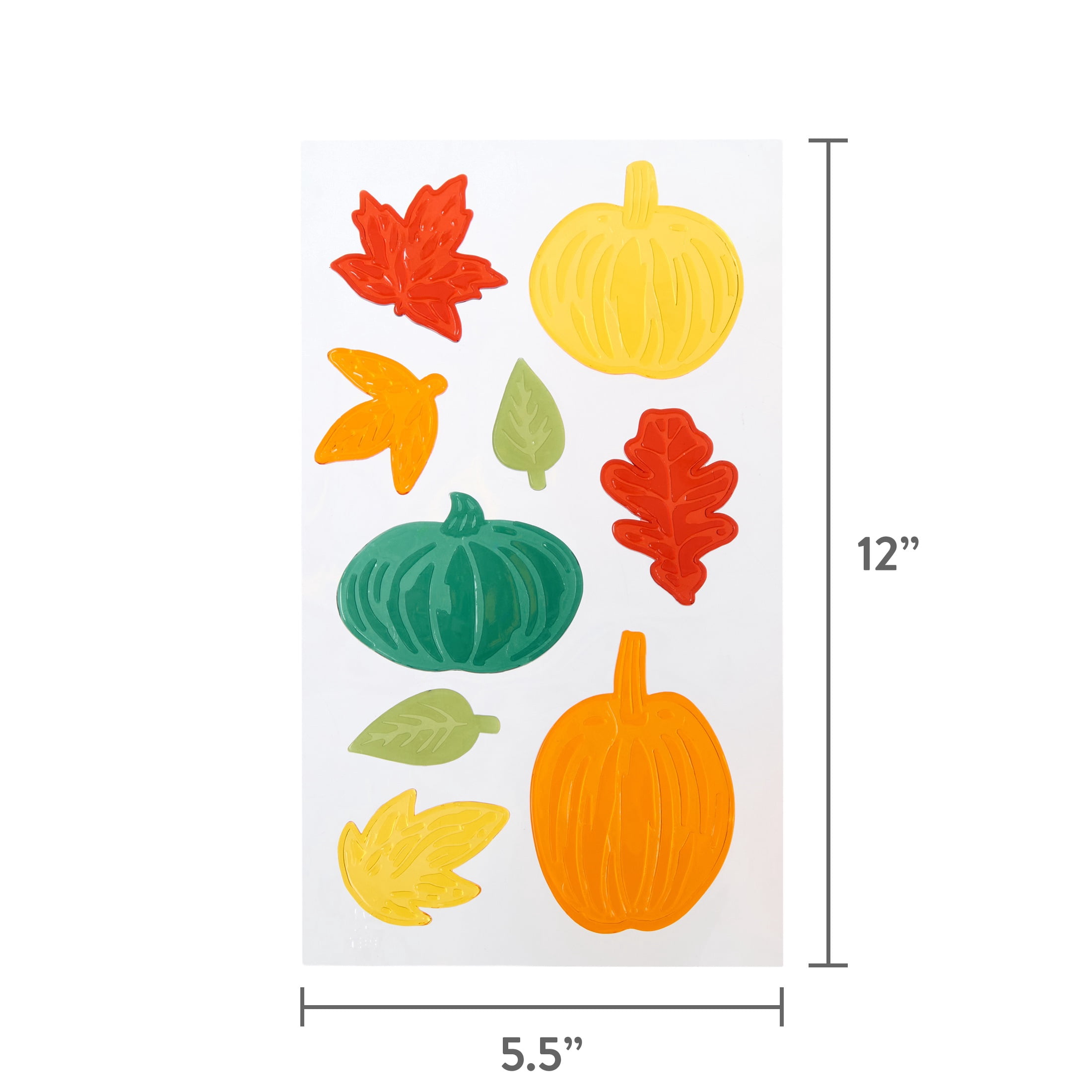 Pumpkins and Leaves Gel Clings, Multicolor, 5.5" x 12.1", Fall by Way To Celebrate