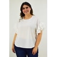 thumbnail image 1 of Blusa manga con olanes Roman Fashion Tallas Extras Blanco 42, 1 of 7