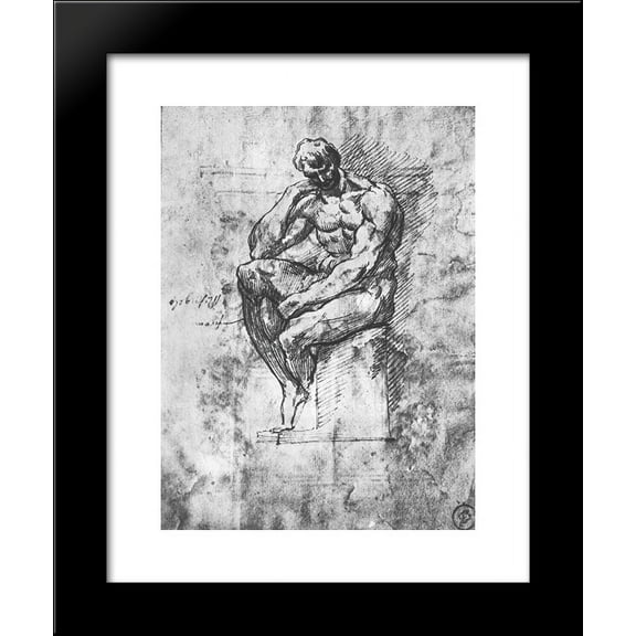 Study of nude man 20x24 Framed Art Print by Michelangelo