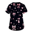 thumbnail image 4 of Petite Scrubs For Women,Women's Fashion V-Neck Short-Sleeve Workwear with Pockets Valentine's Day Printed Top Nursing Scrub Top - Multicolor - S, 4 of 4