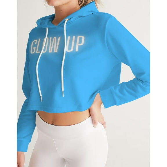 Glow up gear light blue Women's Cropped Hoodie