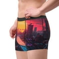 thumbnail image 2 of Pofeuu Neon Sunset Cyberpunk Cityscape Print Men’s Boxer Briefs, Moisture-Wicking Underwear, Regular,Trunk-Large, 2 of 5
