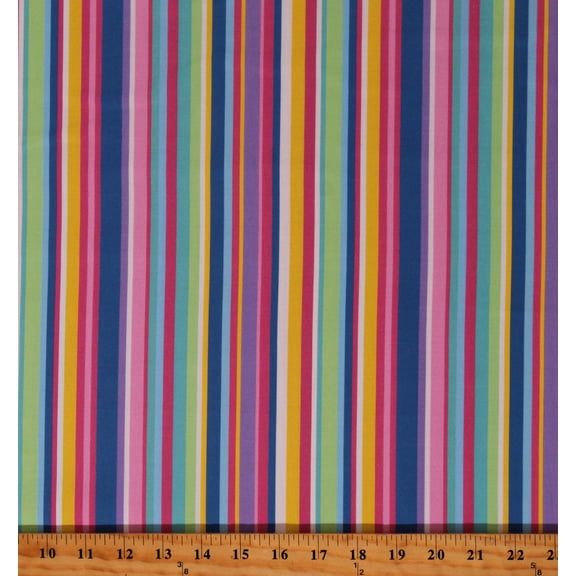 Cotton Season Sampler Doodle Designs Stripes Patterned Summer Spring Colors Pink Cotton Fabric Print by the Yard (R190135S-PINK)