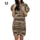 thumbnail image 1 of Vestido de mujer Camiseta larga con estampado de camuflaje Vestido suelto de manga corta, Caqui, M tholdsy AP002154-02, 1 of 6