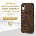 thumbnail image 2 of Wood phone case for iPhone XR compatible protective cell phone cover shockproof slim fit laser engraved Paisley design Black wood case for Men & Women by CaseYard, 2 of 7
