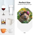 thumbnail image 6 of Honeii Flower Crown Guinea Pig print Leather Coaster Set of 4, ideal for safeguarding your furniture from drinks spills and effortless cleanup-Octagon, 6 of 6