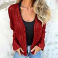 thumbnail image 2 of QQZ Regular Fit Open Front Sequin Cardigan For Women, Long Sleeve Lightweight Cardigan Sweaters For Women, Fall Outfits For Travel Business Casual Party Daily Wear, 2 of 9