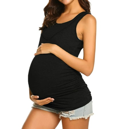 

MPWEGNP Women s Maternity Tops Breastfeeding Tank Top Shirt Double Layer Soft Sleeveless Pregnancy Clothes Maternity Shirt Breastfeeding Women Pregnancy Shirts