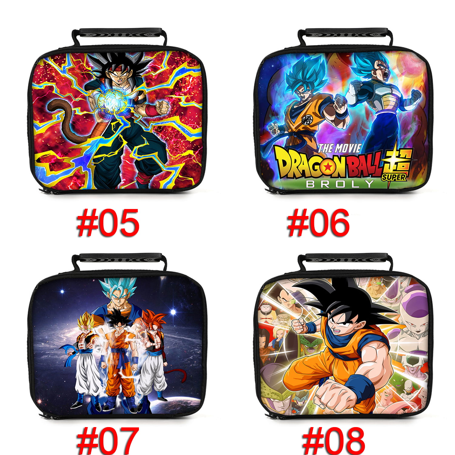 Dragon Ball Z Black 4PCS Anime Backpack School Bag Lunch Bag