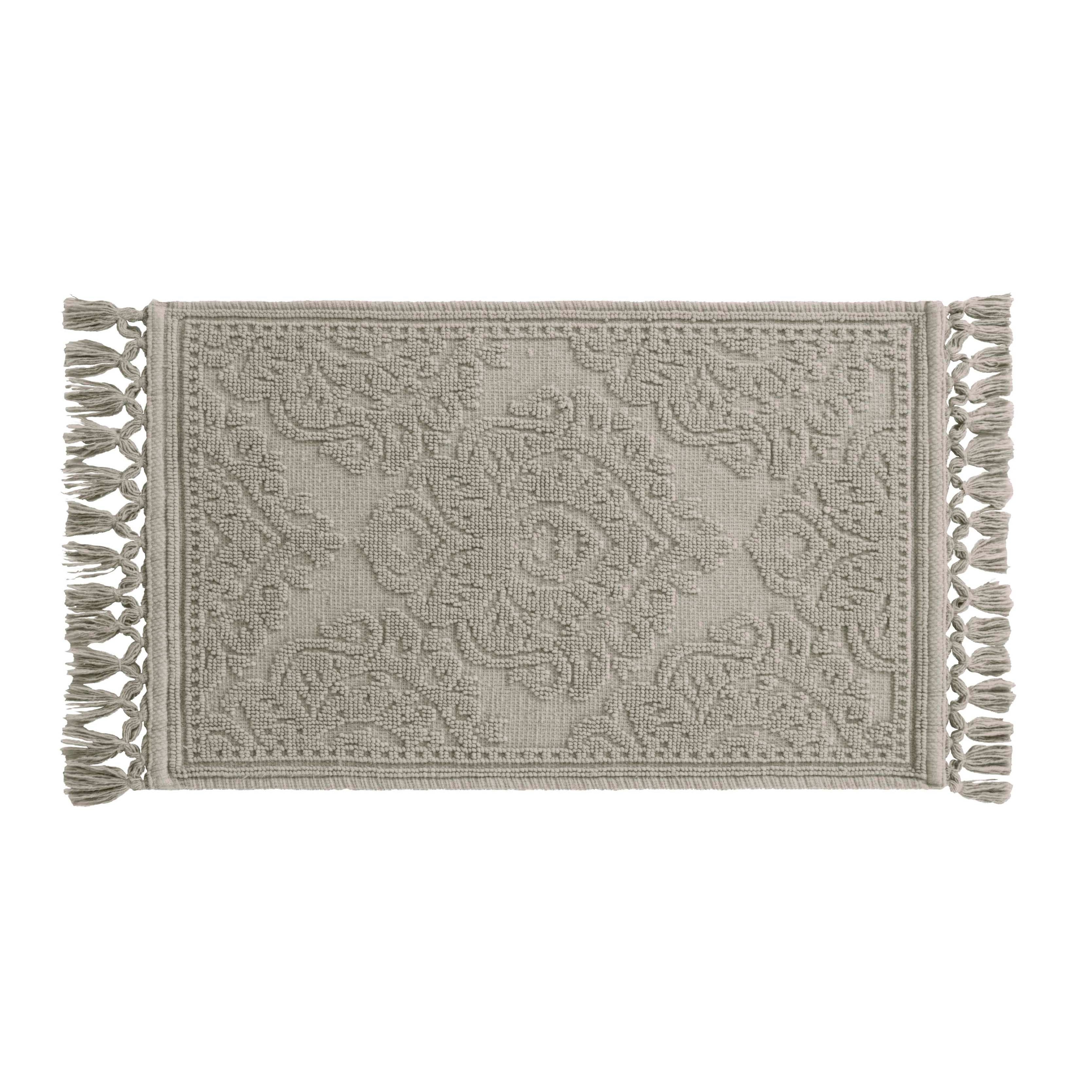 Jean Pierre Ricardo Cotton Fringe 21 x 34 in. Bath Rug, Linen