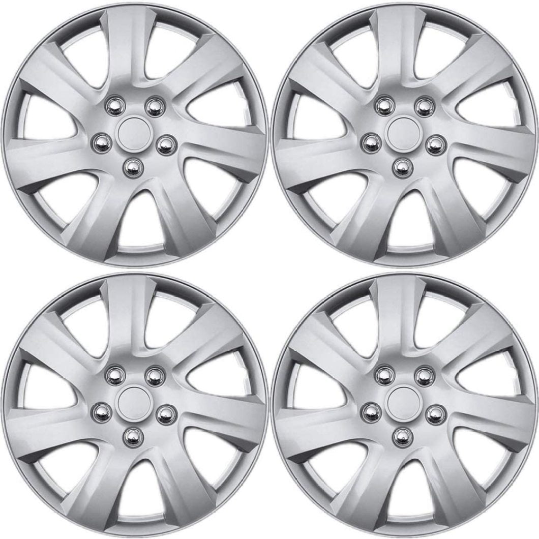 Set of 4 Wheel Covers 16in Hub Caps Silver Rim Cover - Car Accessories for 16 inch Wheels - Snap On Hubcap, Auto Tire Replacement Exterior Cap 16 inch Hubcaps Best for 2009-2012 Nissan Altima