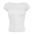 thumbnail image 4 of MIXUE Boho Tops For Women Summer Solid Color Crew Neck Short Sleeve Cute Slim Fit Casual Tunic Shirts For Women T Shirts Daily-Wear,White,XS, 4 of 4