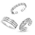 thumbnail image 3 of LeCalla 3Pcs 925 Sterling Silver Toe Rings for Women | Open Adjustable Cuff Band Toe Rings | Summer Beach Foot Jewelry, 3 of 5