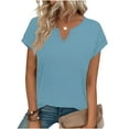 thumbnail image 5 of Horkkom Short Sleeve Shirts for Women Solid Color V Neck T Shirts Casual Loose Summer Tops XXL, 5 of 7