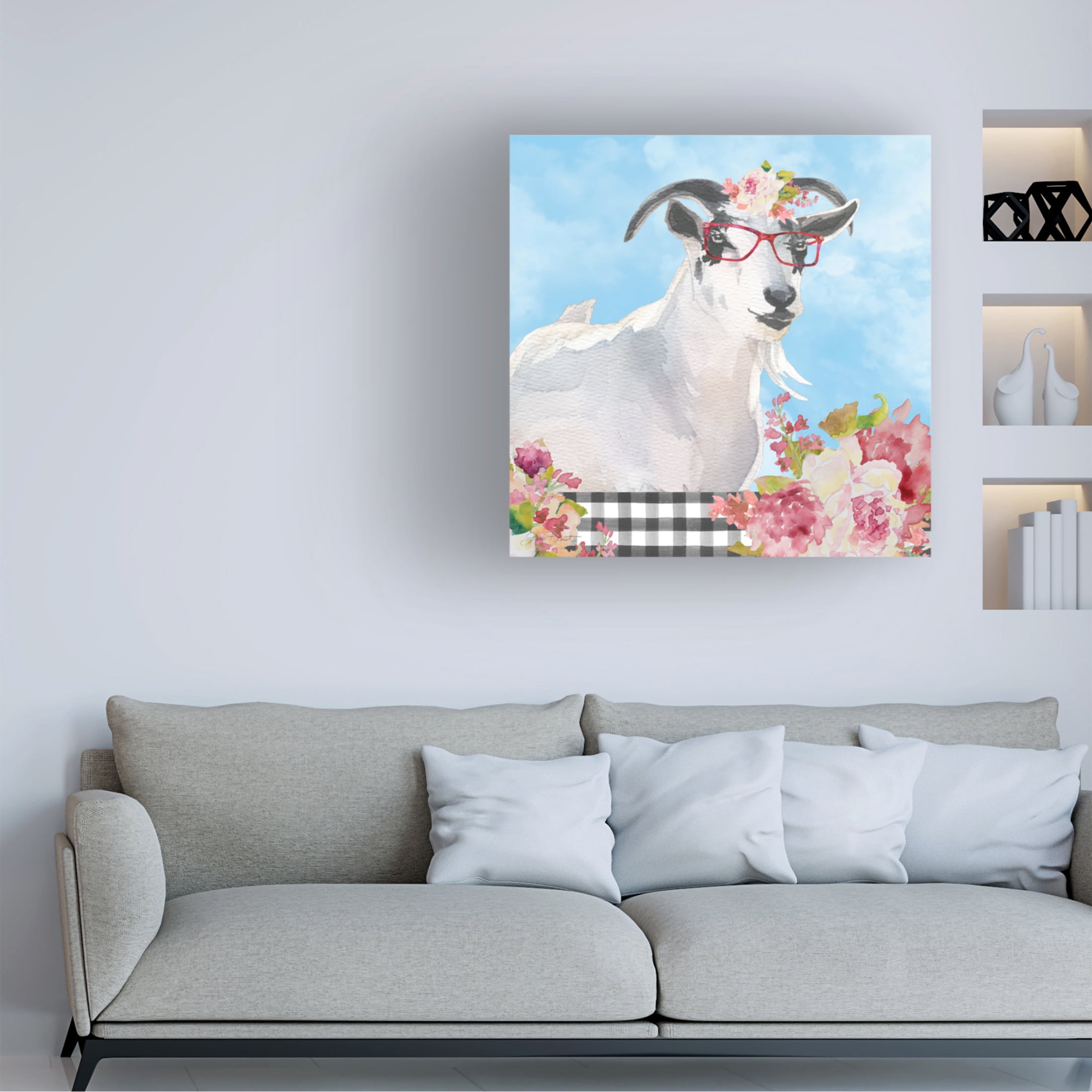 Canvas Wall Art - Jean Plout 'Farm Animal Beauties C' Wall Art for Living Room, Bedroom, or Office Décor by Trademark Fine Art - 14 x 14 Inches