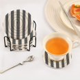 thumbnail image 5 of Haosy Set of 6 Drink Woven Coaster with Holder Heat Resistant Non-Slip Bar Coasters 4 Inches Dark Gray and White Striped, 5 of 7
