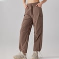thumbnail image 5 of Womens plus $15 & under! Yoga Pants for Women Plus Size Fashion Summer Solid Three Sprint Pants Loose High Waist Drawstring Straight Leg Fitness Wide Leg Casual Yoga Pants, 5 of 6