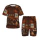thumbnail image 1 of Fotbe Log Cabin Inside Pijama Estampada de 2 Piezas para Niños – Ropa de Dormir de Manga Corta Cómoda para Niños y Niñas, Camiseta y Shorts de Algodón-Medium, 1 of 6