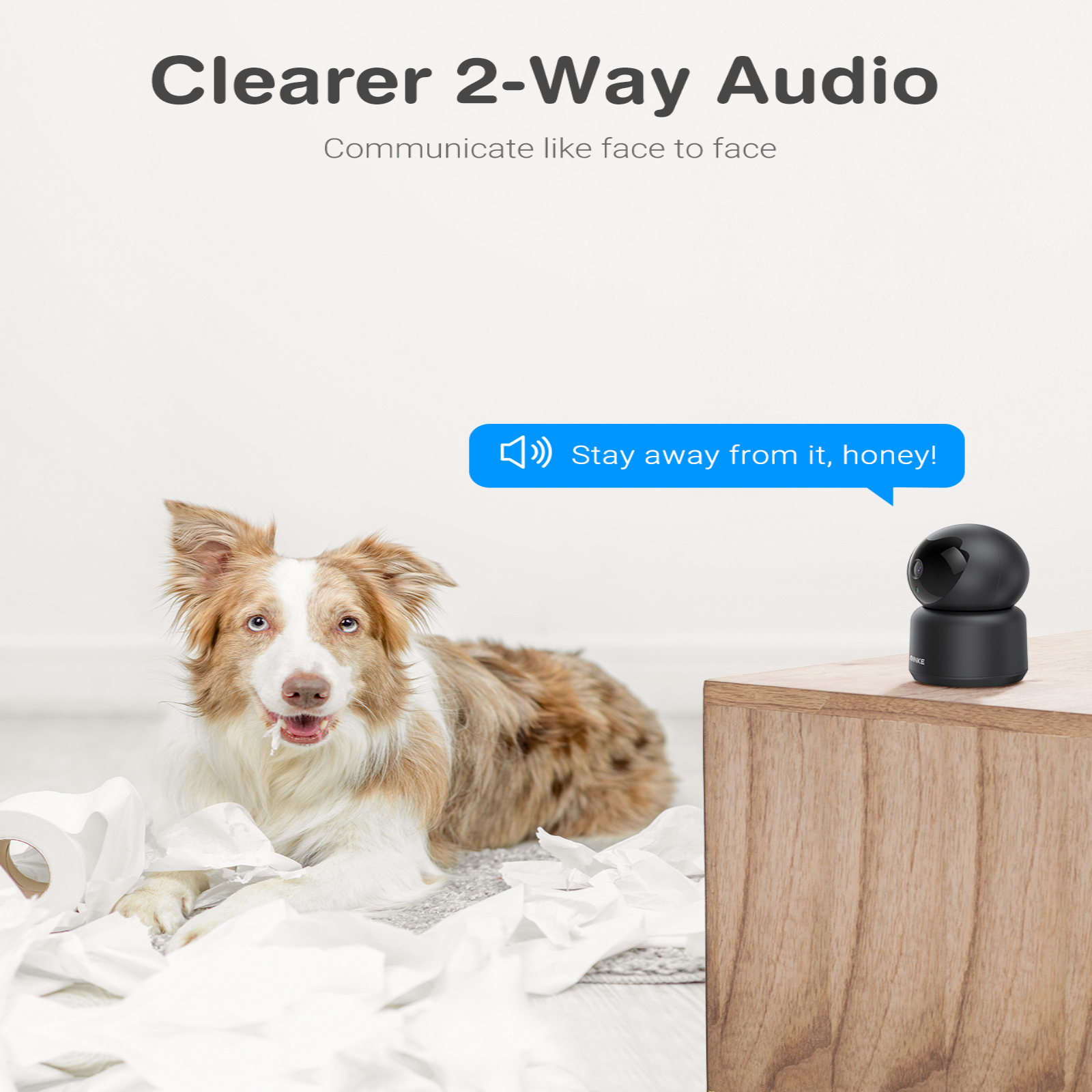 ANNKE WiFi Pan Tilt Smart Security Camera, 3MP HD Baby/Pet Monitor Indoor Camera 360-degree with Two-Way Audio, Human Motion Detection, Cloud & SD Card Storage, Compatible with Alexa(Black)