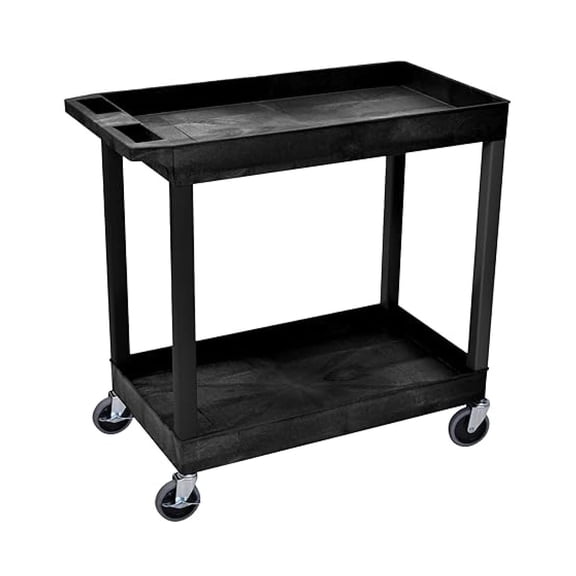 32" x 18" Tub Storage Cart 2 Shelves - Black, (EC11-B)