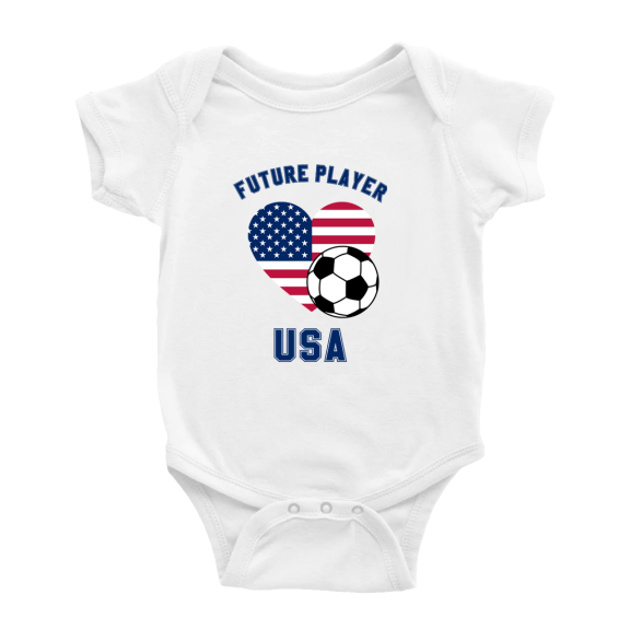 Future Soccer Player United States Soccer Fan Cute Baby Romper (White, 6-12 Months)