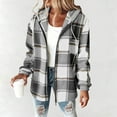 thumbnail image 2 of Zip Up Jacket Sevevn Womens Lightweight Casual Jacket 2025 Plaid Long Sleeve Hooded Jackets Warm Coat, 2 of 5
