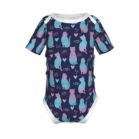 

Junzan Silhouette Cats Print Short-Sleeve Baby Climbing Clothes Bodysuits for Infant One-Piece for Baby Boys & Girls Baby Clothes Baby Romper with Snap Closure-3 Months