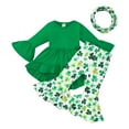 thumbnail image 2 of WOLLED 3PCS Infant Baby Girls Ruffle Shirt Top Flare Pant with Headband 9M-4Y Toddler Long Sleeve Tunics Dress Tops Bell Bottom Outfit, 2 of 9