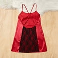 thumbnail image 4 of ylioge Womens Backless Nightgowns Lace Splice Silk Satin Sleepshirts Ladies Lightweight Solid Color Comfort Homewear Mini Dresses, 4 of 6