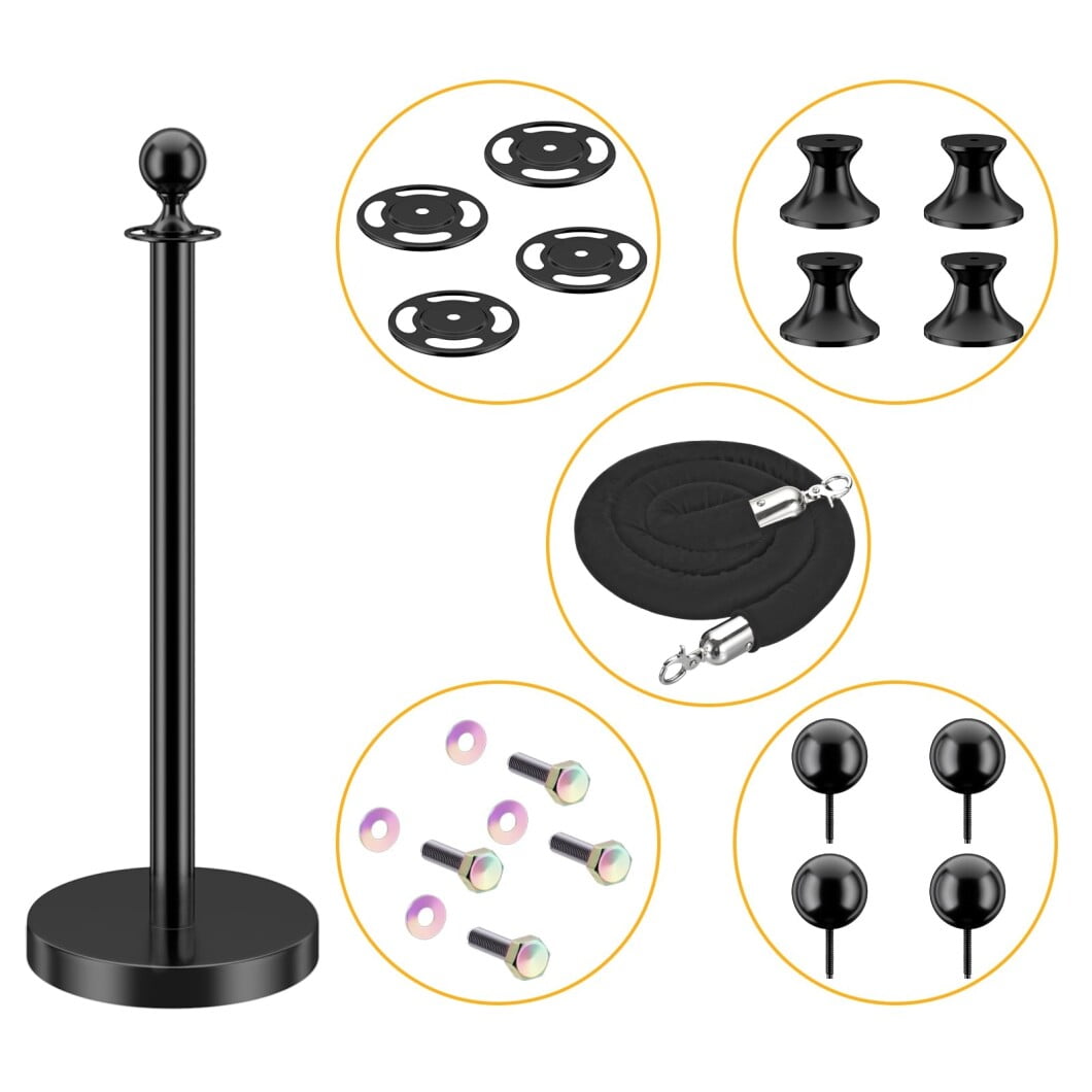 Stainless Steel Stanchion Post Queue 5 Ft Velvet Rope Carpet Ropes And Poles Crowd Control - View #4