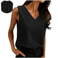 thumbnail image 2 of LEKWK Womens Sleeveless Linen Tops Wide Strap V Neck Tank Tops Loose Fit Basic Tops for Woman Solid Texture Inner Layering Wear, 2 of 8