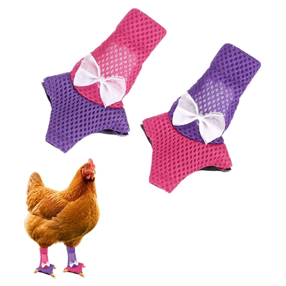 Uxcell 1-Par de Zapatos para Pollos, Botas Antideslizantes de Malla para Pies de Gallinas/Gallo Uso Interior Exterior [Rosa-púrpura, Tamaño S]