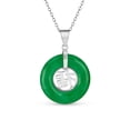thumbnail image 3 of Bling Jewelry Womens Asian Good Fortune Fu Symbol Green Jade Disc Pendant Necklace .925 Silver, 3 of 6