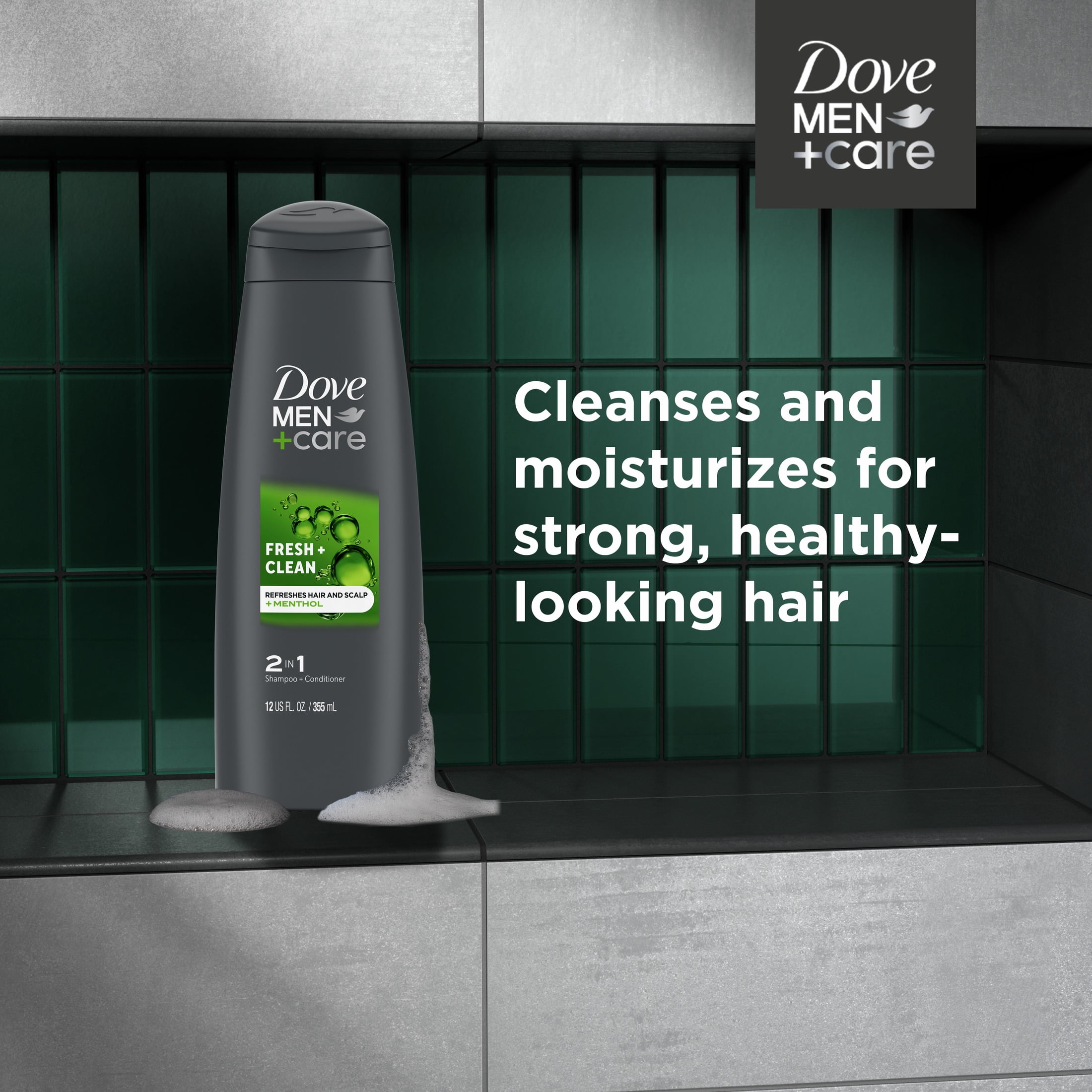 Dove Men+Care Fresh Clean 2in1 Shampoo and Conditioner with Caffeine and Menthol, 12 fl oz  (图5)