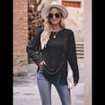 thumbnail image 4 of Tops de Larga para Mujer, Túnicas, Botones, Abertura Frontal Negro y Gris XL, 4 of 9
