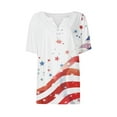thumbnail image 5 of Black*Friday Discounted Items under $5 GaThRRgYP Womens Tops Dressy Blouse,Ladies' Independence Day Printed Button Up Three Quarter Sleeve 3/4 Sleeve V-neck Top/shirt White S, 5 of 5