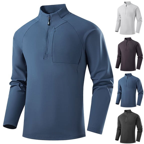 MiYuan Mens Quarter Zip Pullover Stand-Up Collar Golf Shirts Long Sleeve Golf Running,Quarter Zip,Thermal Warm,Lightweight,Long Sleeve ,Stretchy,Pullover Sweater Top Workout Wear