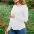 thumbnail image 2 of Annhoo Women's Long-Sleeved Maternity Shirts Soft Crew Neck Solid Color Pullover Dressy Comfy Tunic Pregnant Basic Tops, 2 of 7