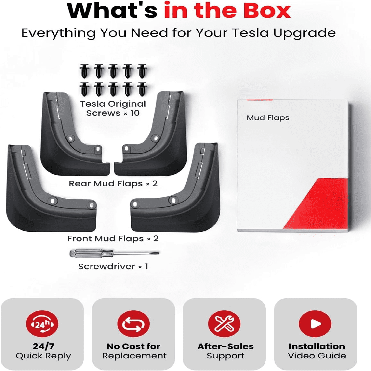 2025 Tesla New Model Y Juniper Accessories - Mud Flaps [Protect Paint, No Drilling Required] All-Weather Mud Guard Body Kits for Model Y Juniper 2025-2026