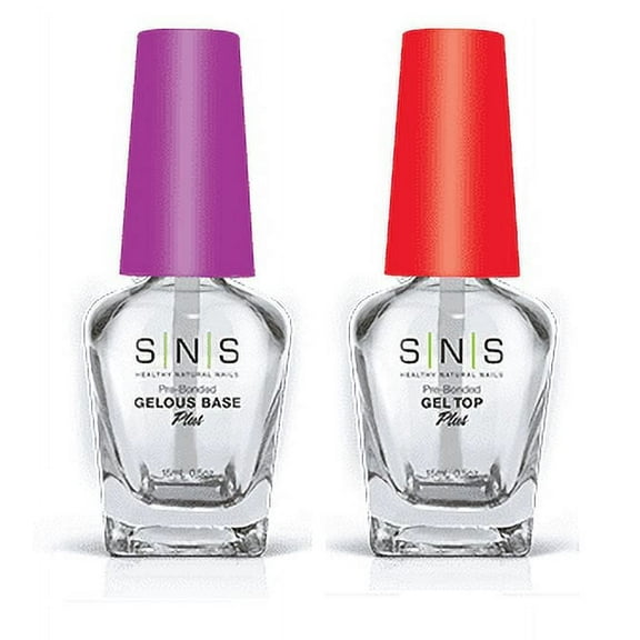 SNS Pre-Bonded Prep Gelous Base & Gel Top Nail Polish (for Nail Dip Powders), 0.5 Fl Oz Each