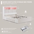 thumbnail image 3 of wow97e Queen Size Bed Frame with 50" Tall Storage Headboard, Wooden Platform Bed Frame with 4 Drawers, LED Lights, Charging Station, No Box Spring Needed, White, 3 of 8