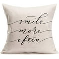 thumbnail image 2 of Inspirational Words Cotton Linen Throw Pillow Cases Home Decor Best Office Gift Cushion Cover Smile, Happy Lettering Pillowslip Standard 18x18 Inch, Set of 4, 2 of 6