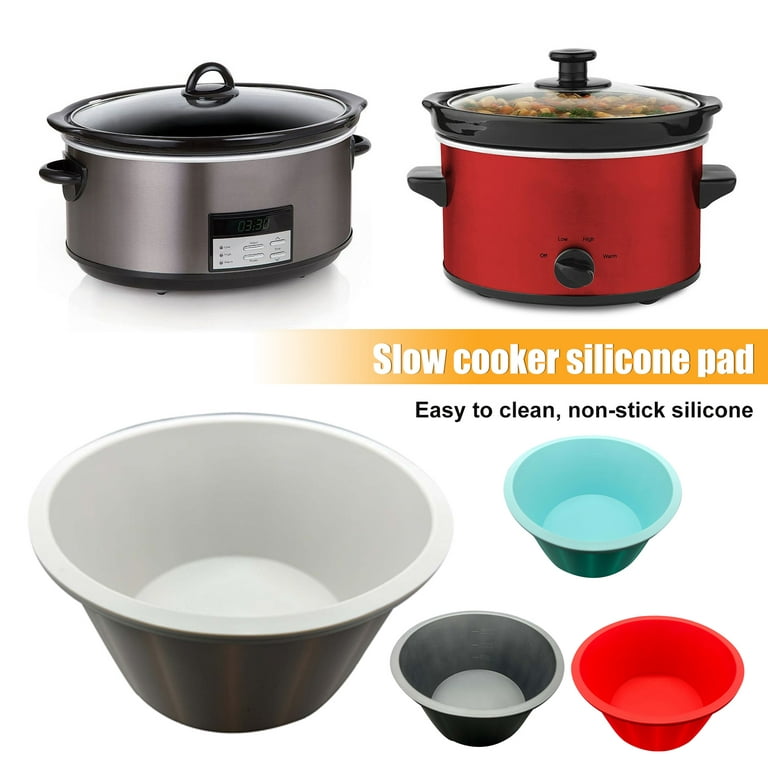 AMR Unique Essentials AMR Slow Cooker Liners, 2in1 Oval Silicone Crockpot Liner for Cooking Two Dishes Simultaneously, Fits 5-6 Quart Crockpots - L