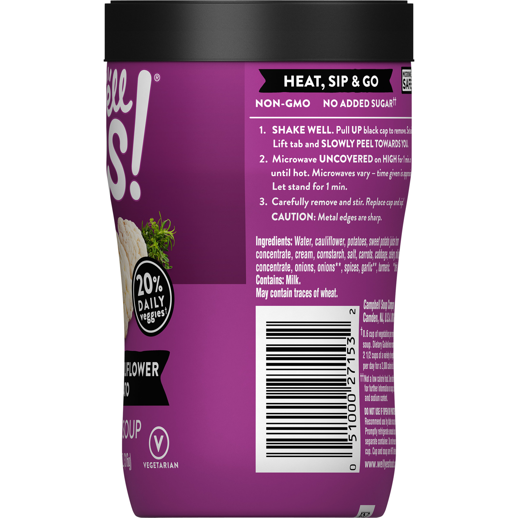 Campbell's Well Yes! Sipping Soup, Creamy Cauliflower & Potato, 11.1 oz Cup