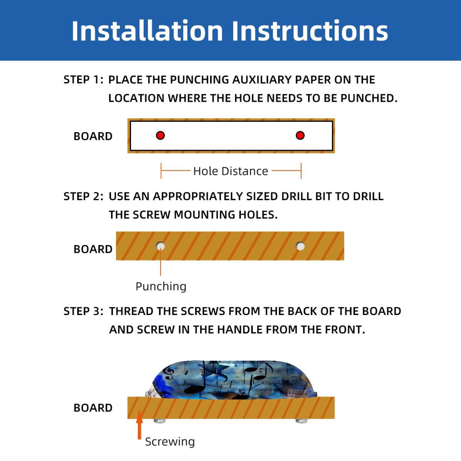 PhooArto 6 Pcs Cup Drawer Pulls, Music Notes Blue Stars Shell Shape Handles Cabinet Knobs for Dresser Cupboard Closet Wardrobe with Screws